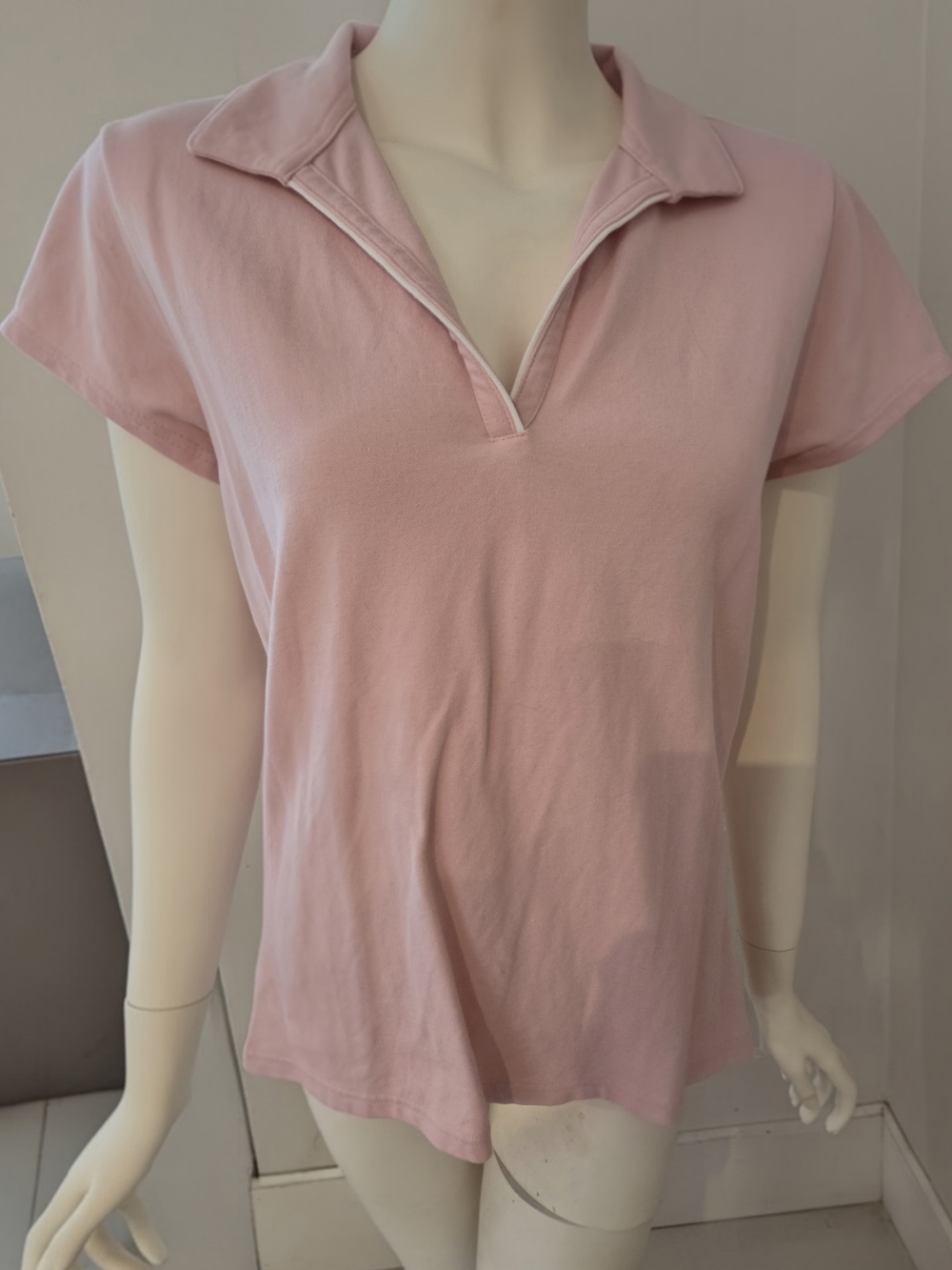 Classic Pink V-Neck Polo Tee
